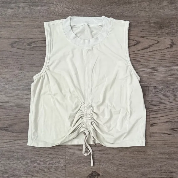 Lululemon Cinch Me Up Front Tank Springtime Green Ruched Cropped Top Size Small - Image 3