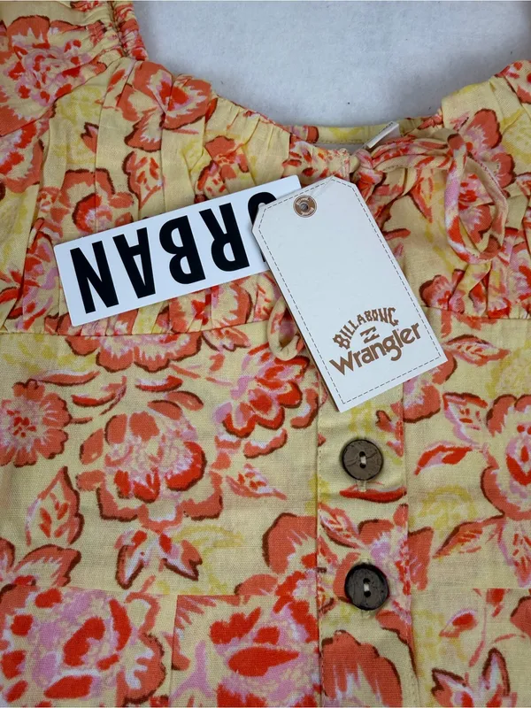 Billabong Wrangler Floral Mini Dress XS Yellow Orange Cottagecore‎ NWT - Image 5