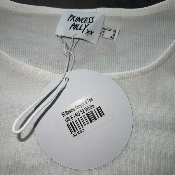Princess Polly El Basico Cropped Tee in White Size 8 New with tag - Image 14