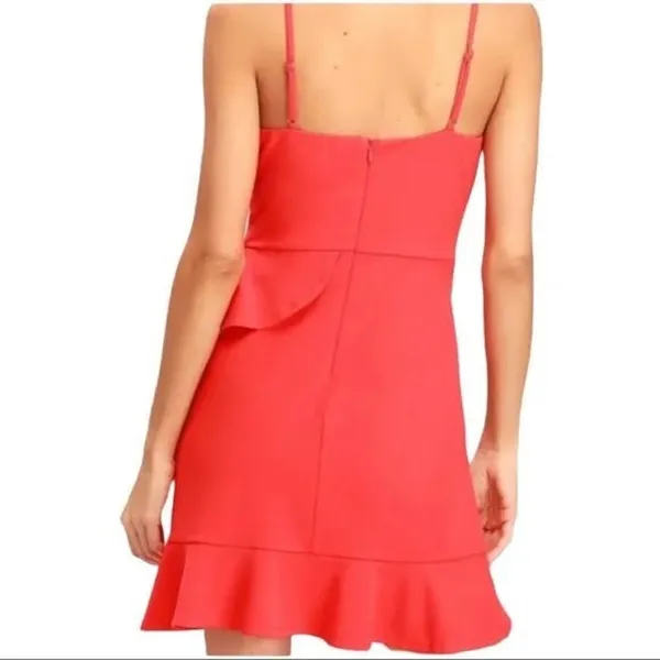 Lulus Great Things‎ Ruffled Bodycon Coral Red Dress Size XL - Image 2