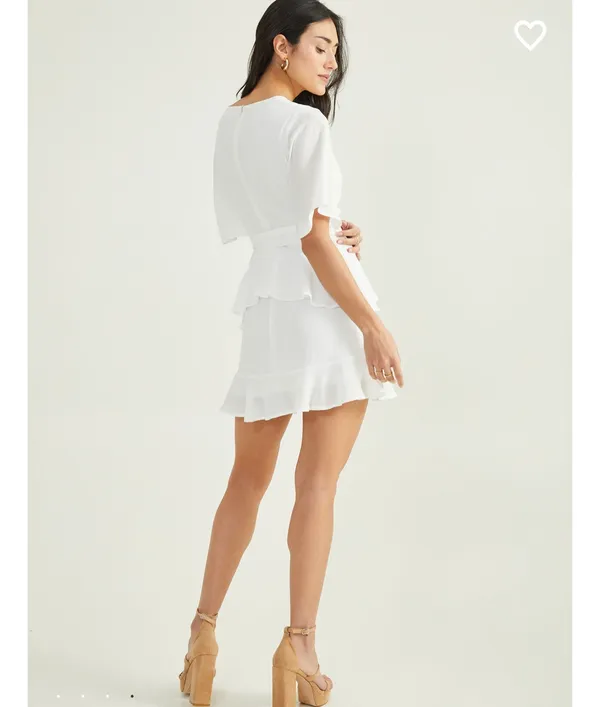 Altar'd State NWT Winnie Chiffon Ruffle White Dress - Image 3