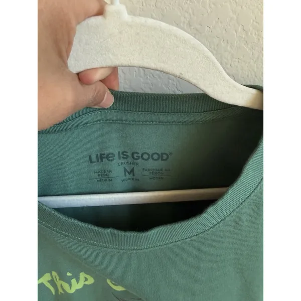 Life is Good Crusher T-Shirt Womens Medium This Senorita Needs A Margarita Green - Image 3