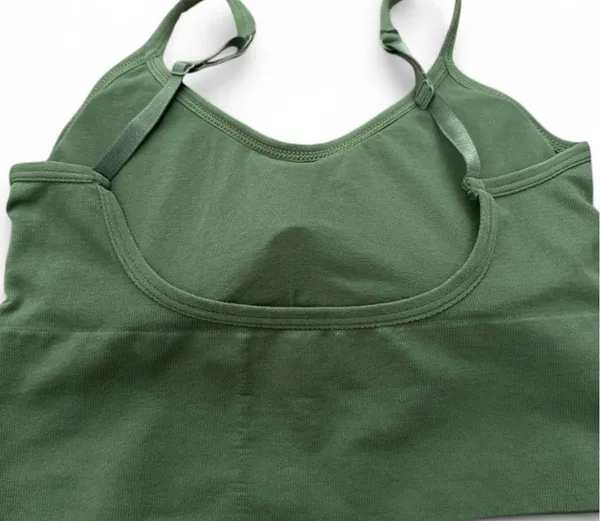 Olive Green Minimalist Sports Bra with Adjustable Straps - Image 8