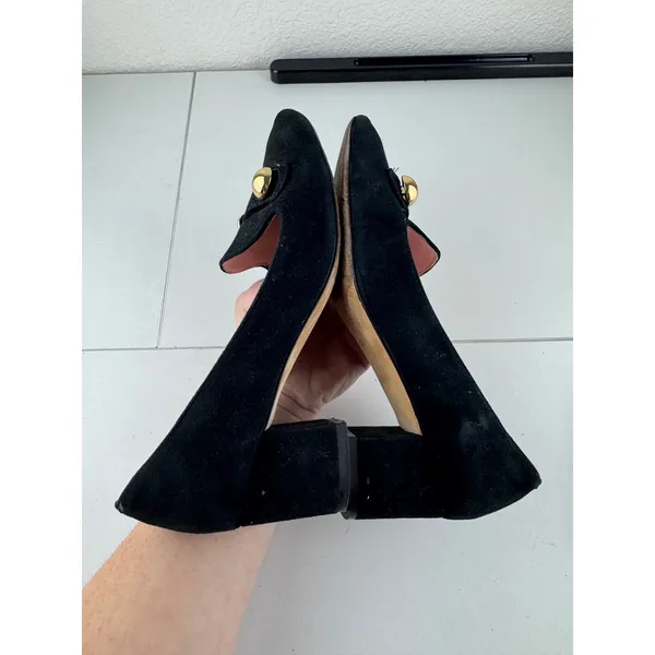 Kate Spade Middleton Black Suede Block Heel Loafers Pointed Heel Womens Size 6.5 - Image 9