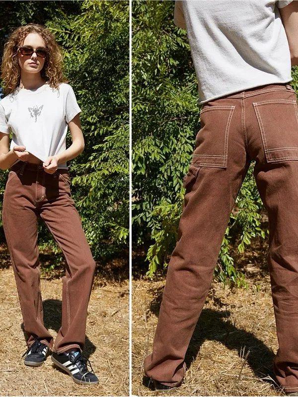 Brandy Melville John Galt Brown Carpenter Pants - Size S - Adjustable Waist - Image 2