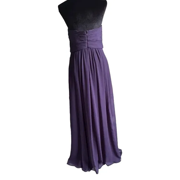 Vineyard‎ Collection Purple Strapless Chiffon Maxi Dress Romantic Bodice Size 8 - Image 4