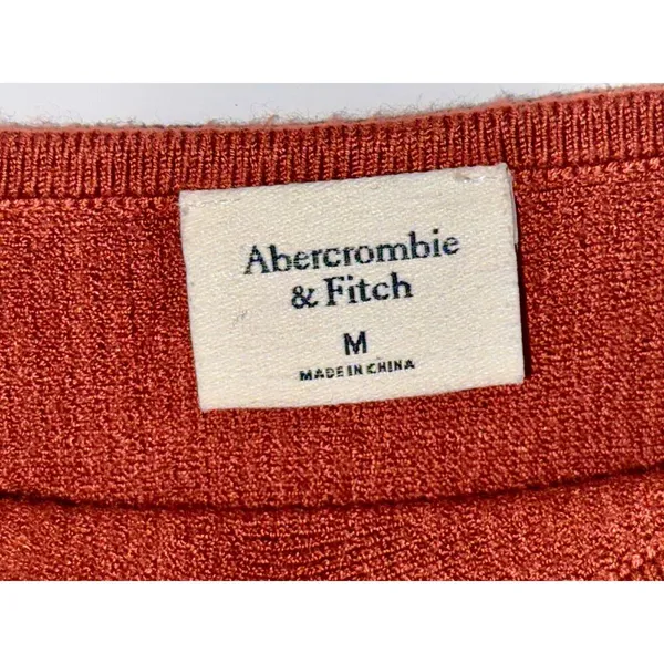 Abercrombie & Fitch Burnt Orange Ribbed Knit Crop Top Tank Top Womens Size M - Image 4