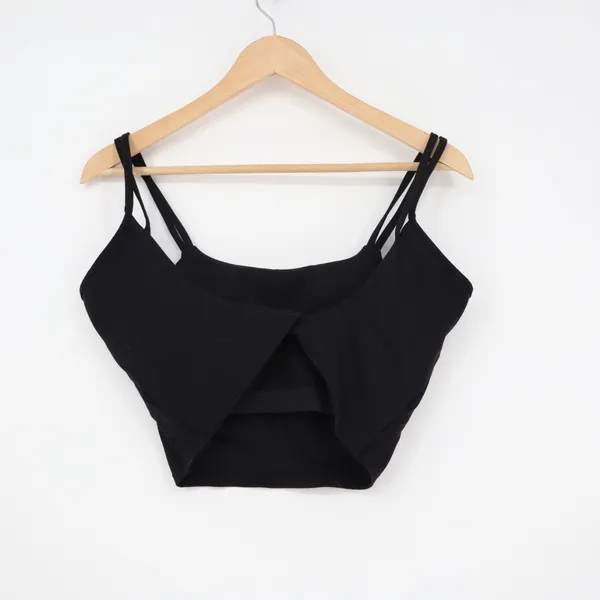 Black Cropped Tank Top Cami Double Strap Size L Size L - Image 3