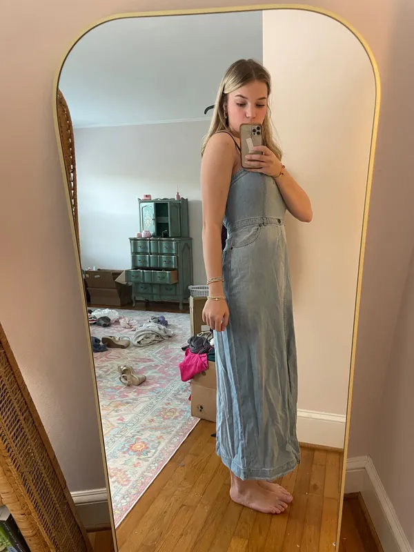 Free People Denim Midi Dress light wash - Image 9