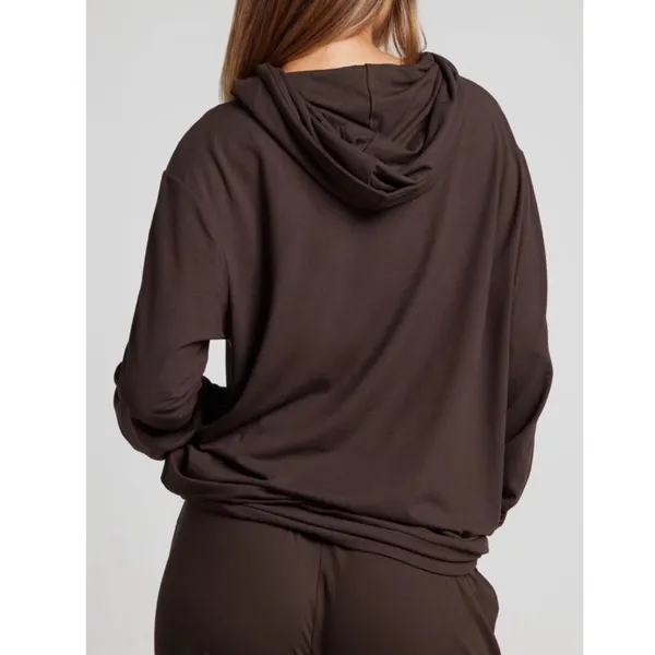 Comfrt All Day Jersey Brown Pullover Hoodie Relaxed Fit Stretch Sweatshirt Small - Image 2