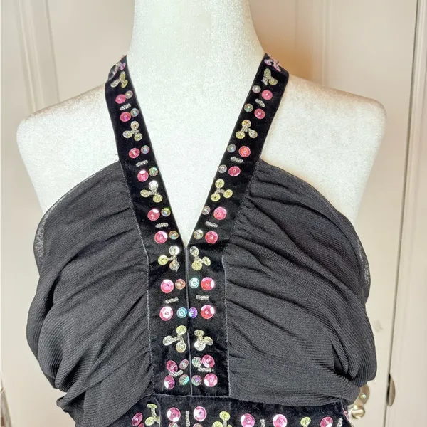 Seven7 Y2K Dark Romance Whimsigoth Velvet Sequin Halter Fairycore Festival Boho 14/16 - Image 3