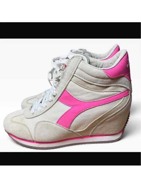 Women's Diadora Wedge Retro Sneakers White and Pink Size 7.5 - Image 2
