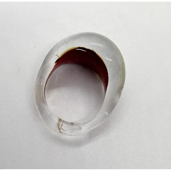 Vintage Handmade Glass Ring Size 7.75 Crackle Red‎ & Silver Retro Funky Lava - Image 6