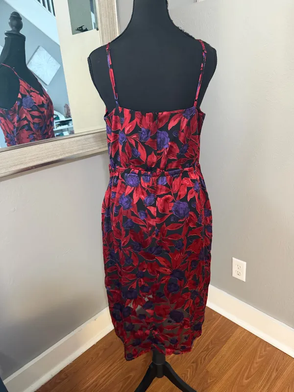 NWT Worthington burnout floral print faux wrap whimsy-goth tank dress size medium. - Image 4