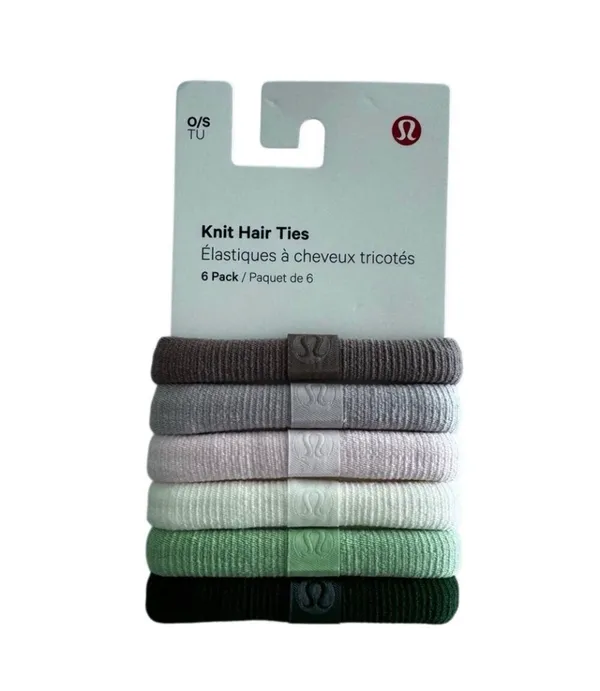 Lululemon Knit Hair Ties 6 Pack Ashen Rose/Porcelain Pink/Pink Pearl/Coconut - Image 5