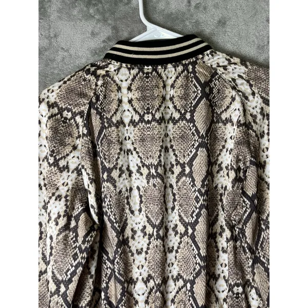 Blanc Noir Sport Python Print‎ Bomber Jacket Women's Small Zip Front Snake Print Brown - Image 4