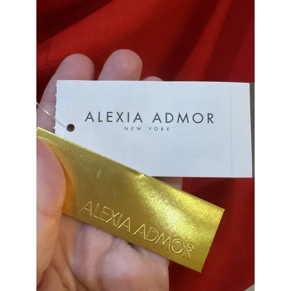 ALEXIA ADMOR Draped Shoulder Mini A-Line Dress Red‎ Size Medium - Image 6