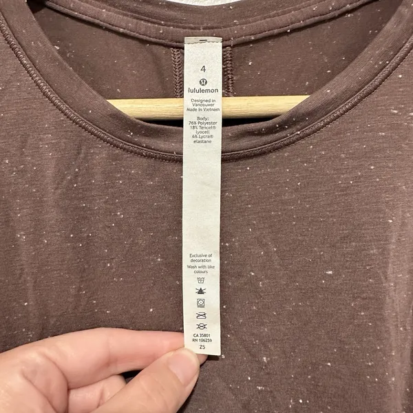 LULULEMON T-Shirt Open Up Tie Back Crew yoga top Purple Moon‎ Dust Size 4 - Image 2