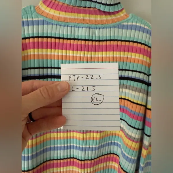 Chadwick's VTG Multicolor Striped Turtleneck Sweater Cotton Comfy Soft Retro Hippie Boho XL - Image 8