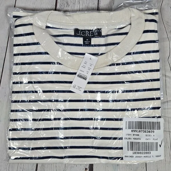 J. Crew Structured muscle T-shirt in stripe mariner cotton‎ M NWT - Image 8