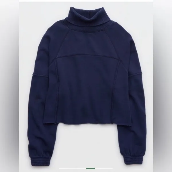 Aerie New Heights Cropped Turtleneck Sweatshirt Soft Lounge Casual Cozy Size XL - Image 2