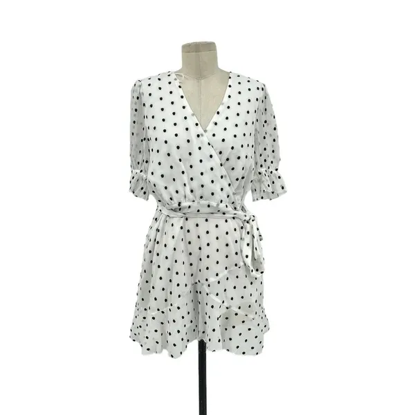 La Maison Talulah Something‎ About You Mini Dress in White Black Polka Dot Print - Image 3