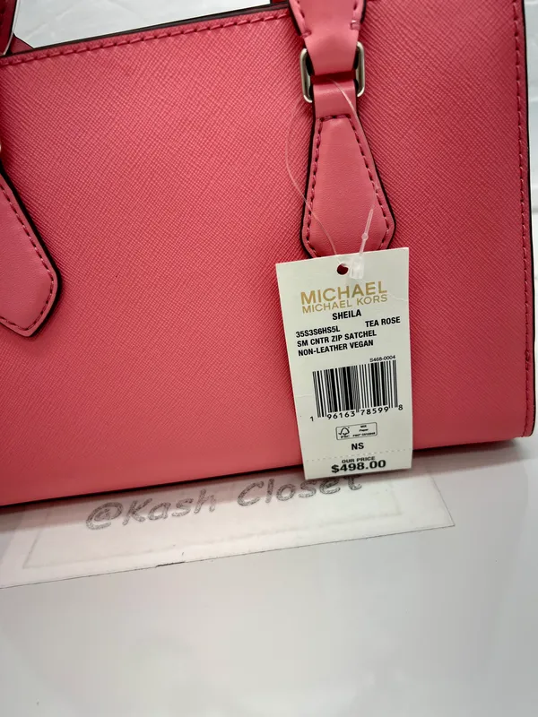 Satchel Sheila Small Leather Center Zip Purse Women's Bag Tea Rose - Image 3