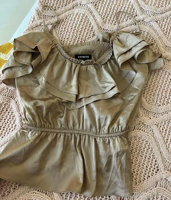 Express Taupe Silk Tank - Image 5