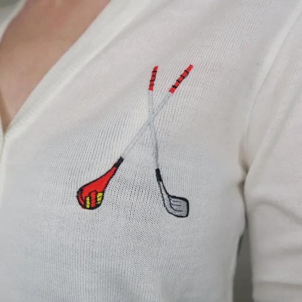 Vintage 70s Golf Embroidered Cardigan Sweater - Image 5