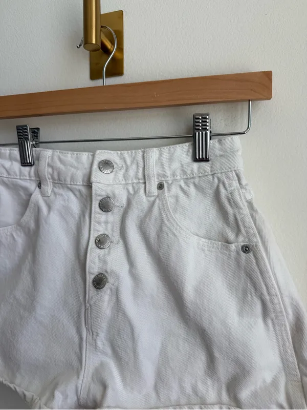 Rolla's Dusters High Rise Slim White Denim Shorts Button Fly Size 25 - Image 9