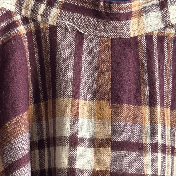 Vintage 70s Plaid Wool Blend Midi Skirt Burgundy Tan A Line AcademiaHeritage - Image 9