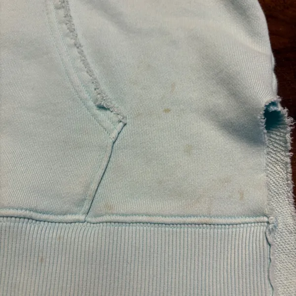 Aerie Hoodie Women S Light Blue Oversized Raw Hem V-Neck Sweatshirt - Image 4