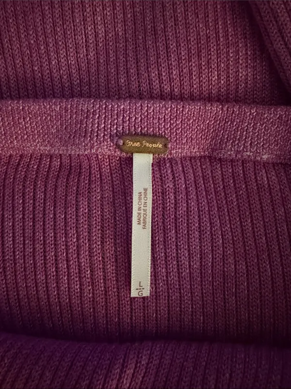 Free People Borderline Knit Wrap Midi Skirt Pink Ribbed Side Tie Slit Large NWOT - Image 9