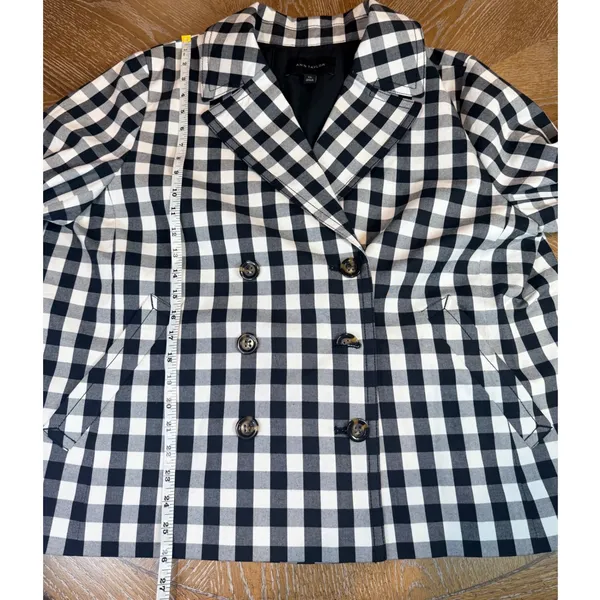 Ann Taylor Gingham Double Breasted Coat Jacket Black White Size‎ XXL - Image 8