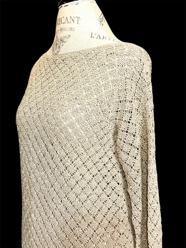 MAG Gold Knit Oversized Boatneck Sweater Sz XS - Image 10