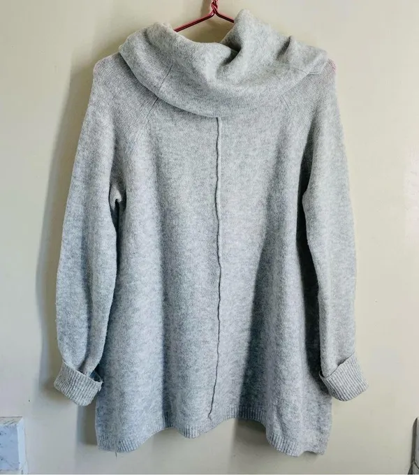 Anthropologie Kaisley Alpaca Blend Oversized Cowl Neck Sweater Grey size M - Image 2