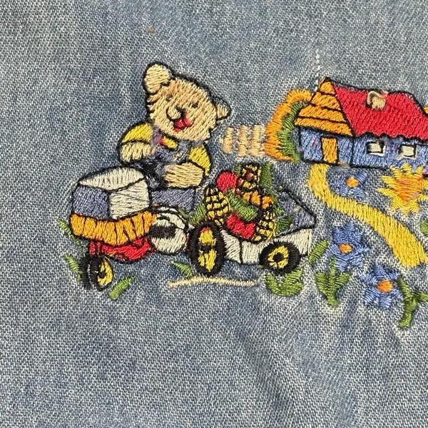 Vintage Way To Go Blue Denim Button Down Women’s S Embroidered Shirt Cottagecore - Image 10