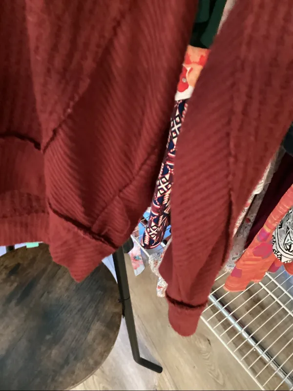 We the free waffle knit thermo rich wine color see one snag on 4th picture - Image 6
