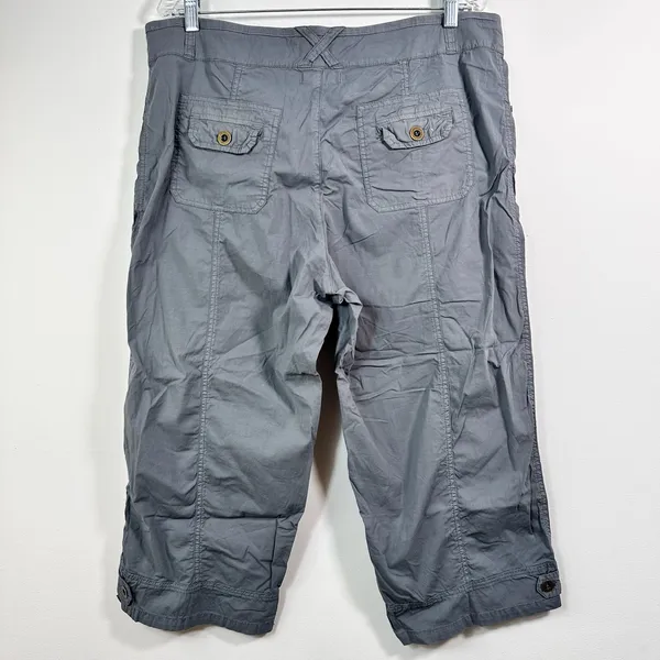 Fresh Produce Charcoal Gray Cotton Blend Drawstring Capri Pants‎ XL Utility Crop - Image 2