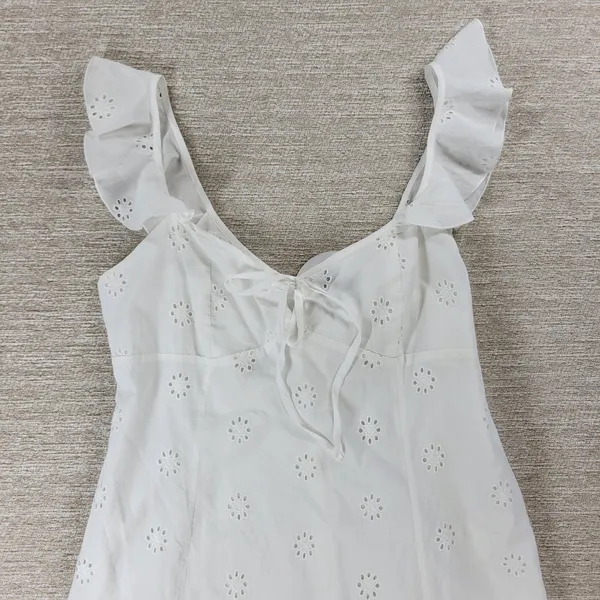 Princess Polly Besiana Broderie Anglaise Mini Sundress Sz 10 White Eyelet Ruffle - Image 3