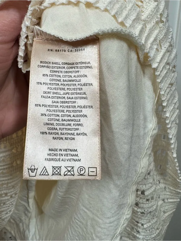 Meadow rue by Anthropologie Florence cream crochet midi dress size medium bridal - Image 2