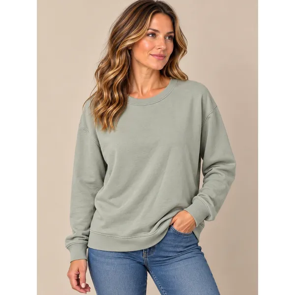Banana Republic Women Sweatshirt XL Sage Green Clean Fleece Crew Neck Pullover - Image 2
