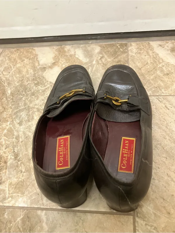 vintage Cole Haan dark brown leather horsebit loafers made in Italy - Image 2