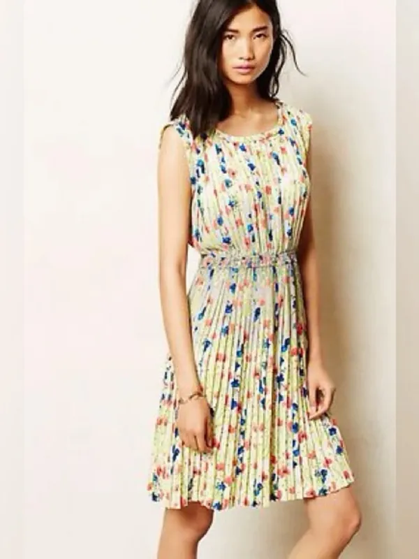 Anthropologie Yoana Baraschi Meadowlight Floral Pleated Dress - Image 4