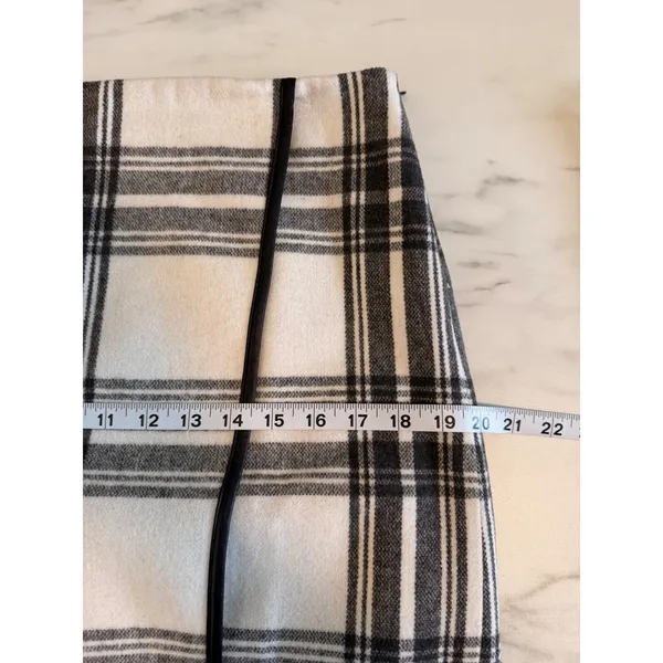 Joe Fresh Plaid Wool Blend Wrap‎ Mini Skirt Black White Party Women's Size 6 - Image 7