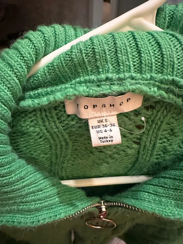 Green Topshop Quarter Zip Sweater - Image 3
