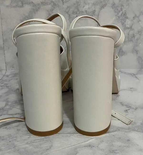 Princess Polly White Alto Platform Heels - Image 3