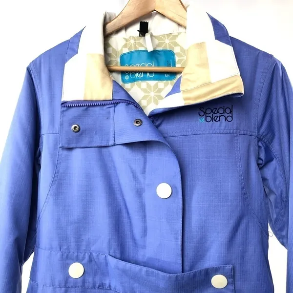 Special Blend Hooded Full‎ Zip Snow Coat in Blue White Size Medium - Image 2
