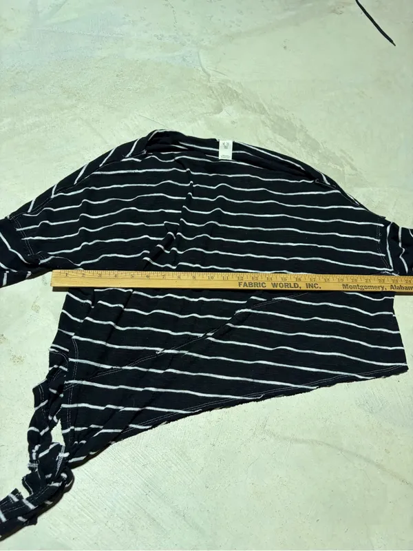 Free people we the free Black & White Striped Long Sleeve Tie-Hem Top medium - Image 4