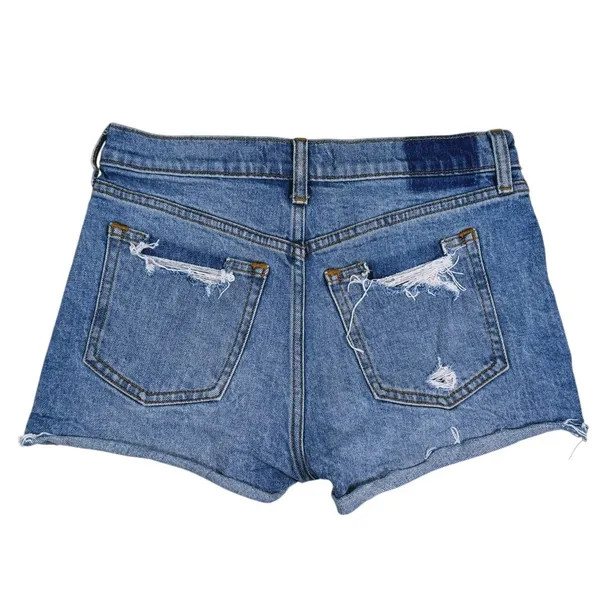 Abercrombie & Fitch Mom Shorts Mid Rise Size 0 Blue Denim Distressed 90s Retro - Image 2
